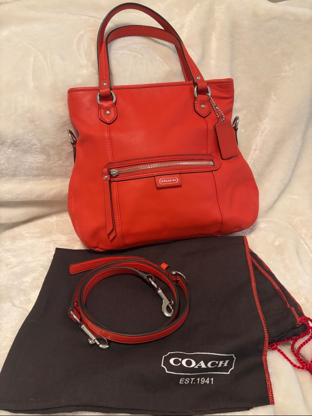 NWOT COACH Red Leather Purse with Removable Strap And Coach Duster Bag